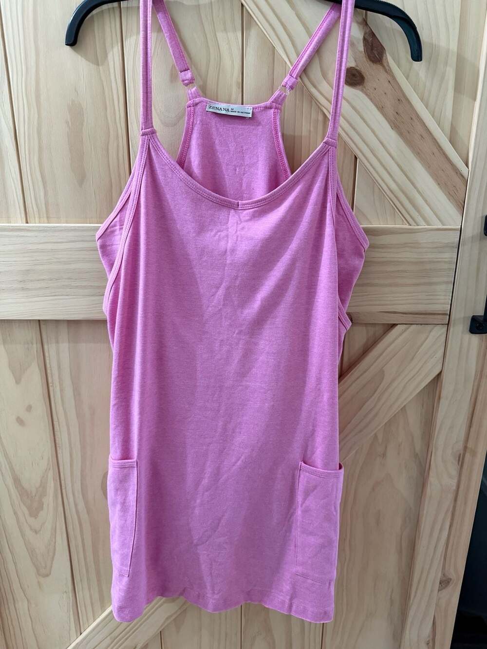 Zenana Pink Mini Dress With Built-In Romper Shorts Spaghetti Strap Medium